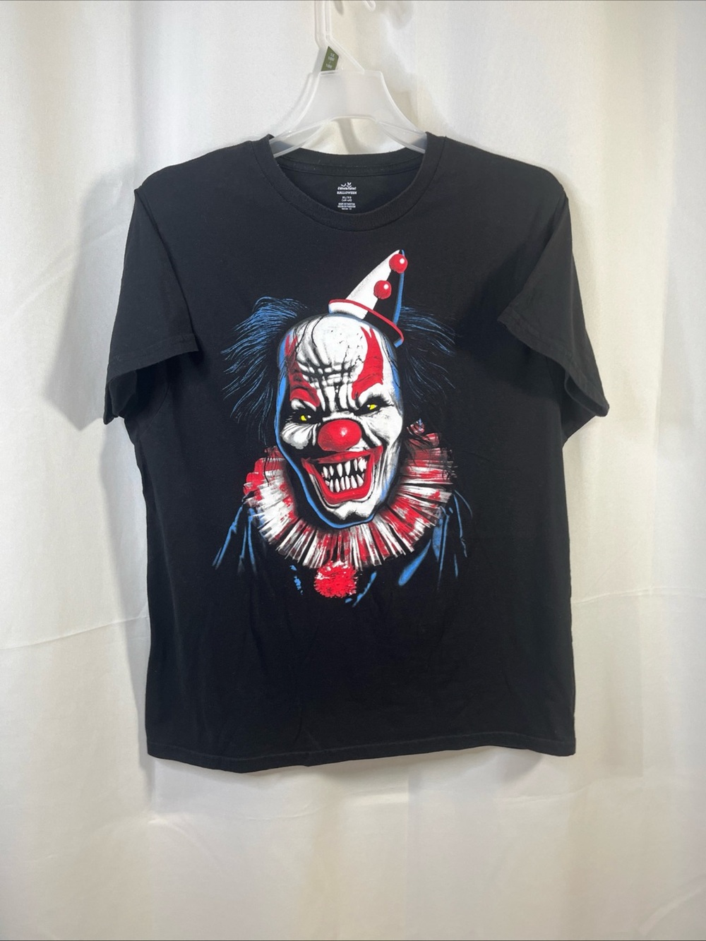 Way To Celebrate! Halloween Black Creepy Clown Graphic T-Shirt Mens Sz XL 46-48